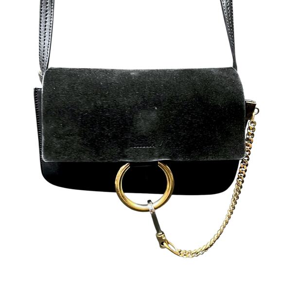 Chloe Faye Small Black & Gold Handpag with Shoulder Strap - $1,350 Retail - Picture 2 of 11